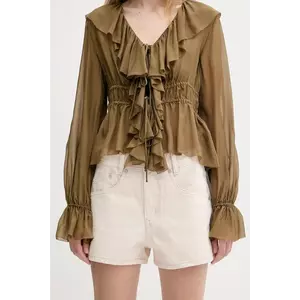 Miss Sixty pantaloni scurți din denim culoarea bej, uni, high waist, 6S2JJ3330T imagine