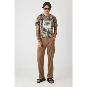 Medicine pantaloni din in culoarea maro, drept imagine