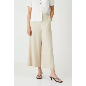 Medicine pantaloni din in culoarea bej, fason culottes, high waist imagine