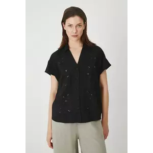 Medicine camasa culoarea negru, cu guler clasic, relaxed imagine