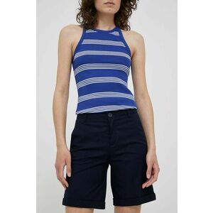 United Colors of Benetton pantaloni scurti femei, culoarea albastru marin, neted, medium waist imagine