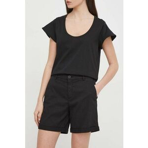 United Colors of Benetton pantaloni scurti femei, culoarea negru, neted, high waist imagine