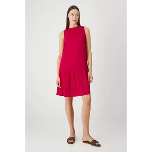 Medicine rochie din in culoarea rosu, mini, oversize imagine