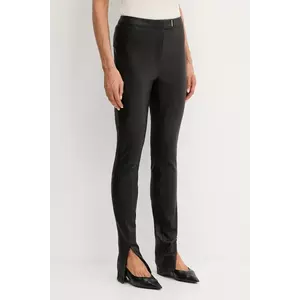 BOSS pantaloni de piele culoarea negru, mulată, high waist, 50541926 imagine