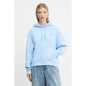 Tommy Jeans hanorac de bumbac culoarea roz, cu glugă, cu imprimeu, DW0DW19414 imagine