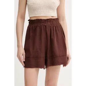 Answear Lab pantaloni scurti culoarea maro, neted, high waist imagine