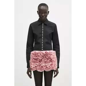 AMBUSH cămașă din bumbac Fitted Pearl Button Shirt culoarea negru, cu guler clasic, regular, 12115377 imagine