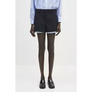 AMBUSH pantaloni scurți din lână Layered Suit Short Pants culoarea bleumarin, uni, high waist, 12115378 imagine