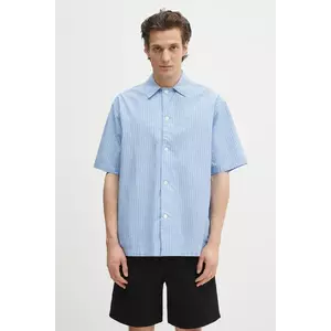 Norse Projects cămașă din bumbac Mads Poplin Stripe SS cu guler clasic, relaxed, N40.0831.7000 imagine