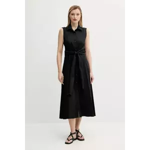 Answear Lab rochie din bumbac culoarea negru, midi, evazată imagine