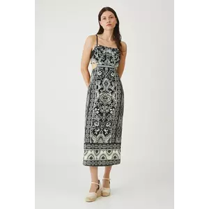 Medicine rochie din amestec de in culoarea negru, midi, mulata imagine