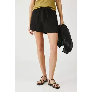 Medicine pantaloni scurti din in culoarea negru, neted, high waist imagine