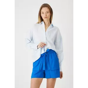 Medicine pantaloni scurti din in neted, high waist imagine