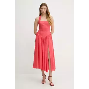 Bardot rochie din amestec de in culoarea roz, maxi, evazați, 59803DB1 imagine