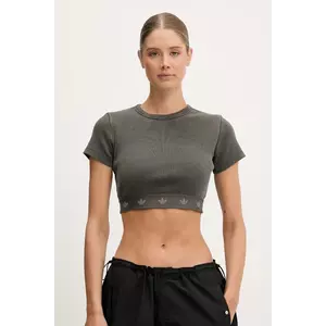 adidas Originals tricou Rib SS Top culoarea gri, JD0041 imagine