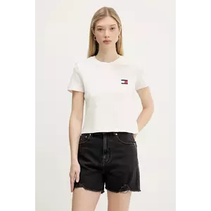 Tommy Jeans tricou din bumbac culoarea bej, DW0DW21423 imagine