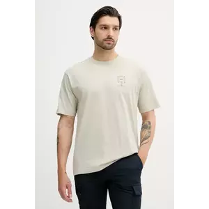 BOSS Orange tricou din bumbac culoarea gri, cu imprimeu, 50546370 imagine