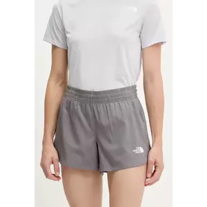 The North Face pantaloni scurți de antrenament Flex culoarea gri, uni, high waist, NF0A8BPV0UZ1 imagine