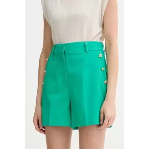 Morgan pantaloni scurți culoarea verde, uni, high waist, SHAKOY imagine