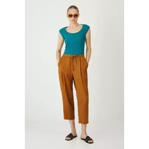 Medicine pantaloni culoarea maro, lat, medium waist imagine