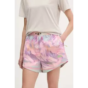 Picture pantaloni scurți outdoor Oslon culoarea roz, cu imprimeu, high waist, WSH0104 imagine