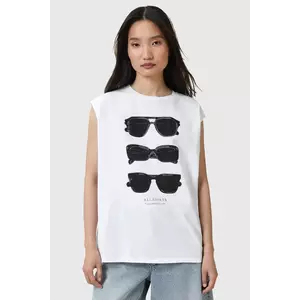 AllSaints bluză din bumbac SUNNIES culoarea alb, cu imprimeu, W163JC imagine