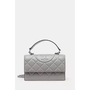 Tory Burch poșetă de piele Fleming culoarea gri, 164800-021 imagine