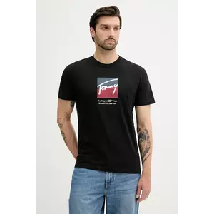 Tommy Jeans tricou din bumbac culoarea negru, cu imprimeu, DM0DM21940 imagine