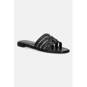 Tory Burch șlapi de piele Ines Cage Slide culoarea negru, 158616-006 imagine