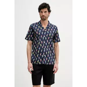 Lindbergh cămașă de in culoarea bleumarin, relaxed, 30-203755 imagine