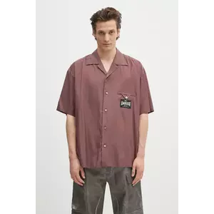 AMBUSH cămașă S/S Satin Shirt culoarea bordo, cu guler clasic, relaxed, 12115311 imagine