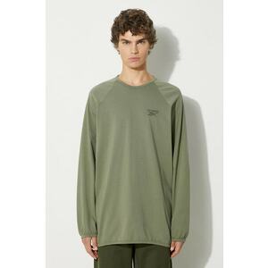 Reebok LTD longsleeve din bumbac T-Shirt culoarea verde, neted, RMAA00BC99JER0015500 imagine