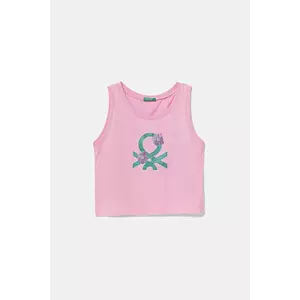 United Colors of Benetton top din bumbac pentru copii culoarea roz, 3I1XCH01Z imagine