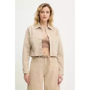 Answear Lab geaca jeans culoarea bej, de tranzitie, oversize imagine