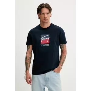 Tommy Jeans tricou din bumbac culoarea bleumarin, cu imprimeu, DM0DM21940 imagine