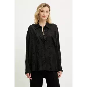 Answear Lab cămașă culoarea negru, cu guler clasic, relaxed imagine