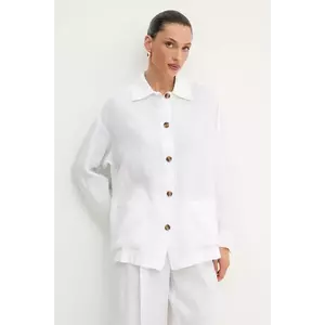 MAX&Co. cămașă de in culoarea alb, cu guler clasic, relaxed, 2516111035200 imagine