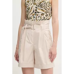 Marc Aurel pantaloni scurți culoarea bej, uni, high waist, 1862-2300-93419 imagine