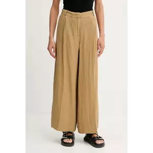 MAX&Co. pantaloni din in culoarea verde, lat, high waist, 2516131025200 imagine