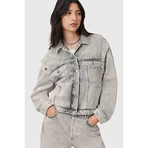 AllSaints geacă de blugi din bumbac CHLO culoarea gri, de tranziție, oversize, W059OC imagine