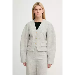 Nanushka sacou KIYO culoarea gri, un singur rând de nasturi, melanj, NW25SSOW30199 imagine