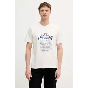 Pepe Jeans tricou din bumbac culoarea alb, cu imprimeu, PM509957 imagine