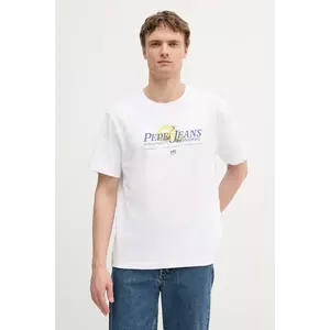 Pepe Jeans tricou din bumbac culoarea alb, cu imprimeu, PM509964 imagine