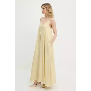 Answear Lab rochie din in culoarea galben, maxi, evazată imagine