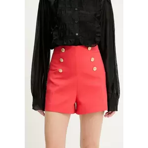 Answear Lab pantaloni scurti culoarea rosu, neted, high waist imagine