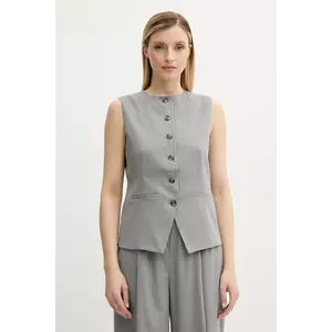 Samsoe Samsoe vestă SARUMA culoarea gri, un singur rând de nasturi, F25200048 imagine