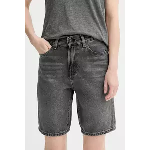 G-Star pantaloni scurți jeans culoarea gri, uni, high waist, D26268-D933 imagine