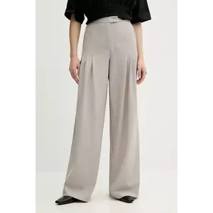 Remain pantaloni din lână culoarea gri, lat, high waist, 5024733058 imagine