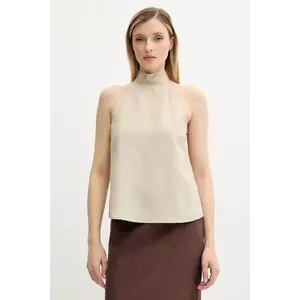 Samsoe Samsoe top din amestec de in SARHEO culoarea bej, uni, F25200157 imagine