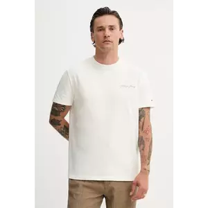 Tommy Jeans tricou din bumbac culoarea bej, cu imprimeu, DM0DM21868 imagine